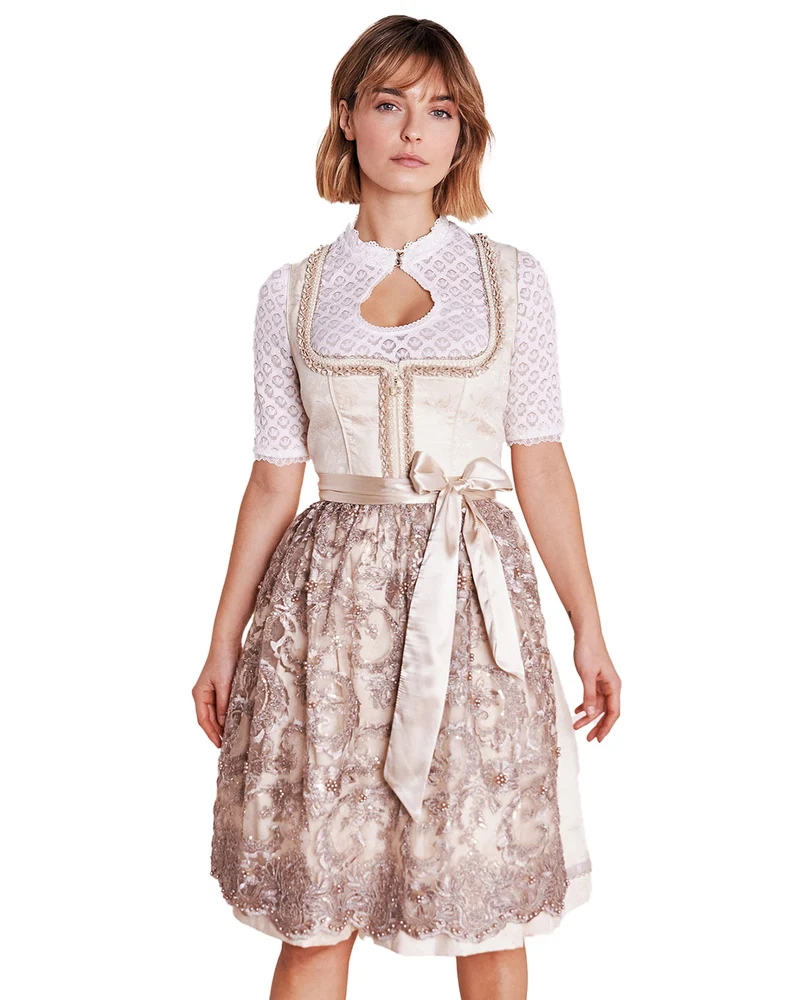 Krüger MADL Dirndl "Fia" mit Spitzenschürze 416966 | Natur 60cm