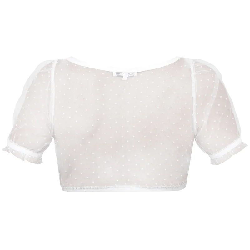 MarJo Dirndlbluse Bruckmühl Off white Kurzarm Herzausschnitt