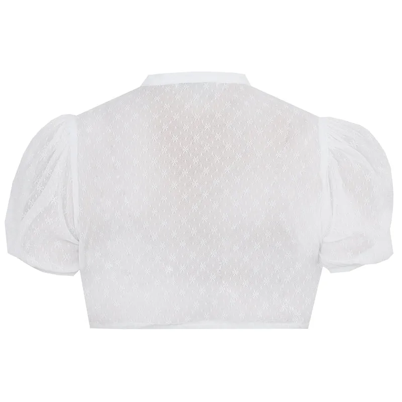 MarJo Dirndlbluse Engelsberg Offwhite Kurzarm Puffarm