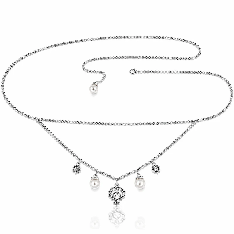 Ketten-Trachtengürtel "Ornament Perle Edelweiß" | Altsilber