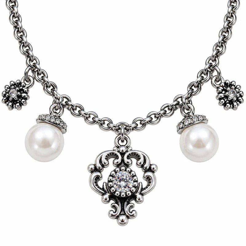 Ketten-Trachtengürtel "Ornament Perle Edelweiß" | Altsilber