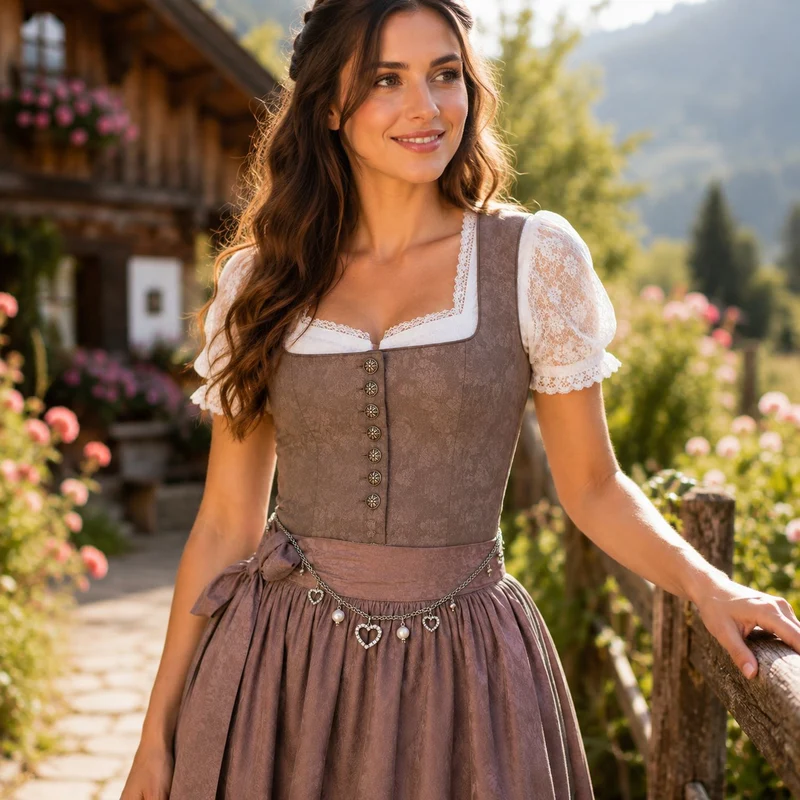 Ketten-Trachtengürtel "Strass-Herz und Perle" | Altsilber