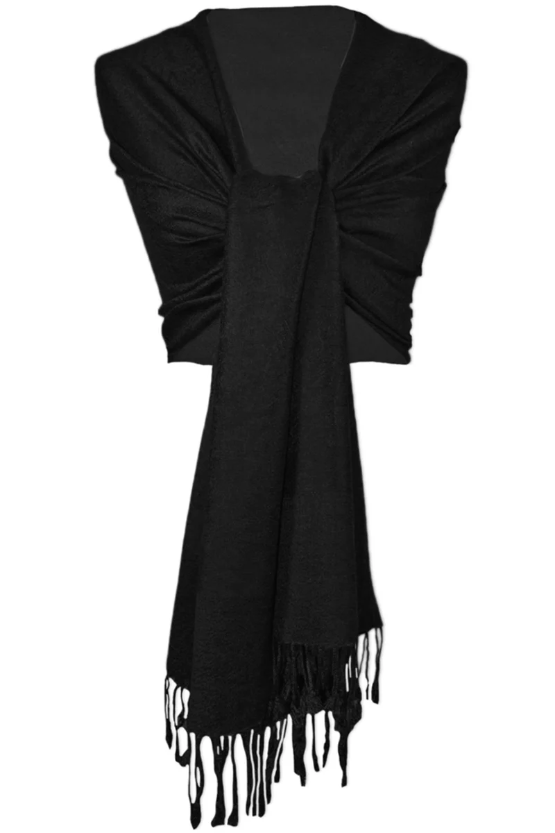 Halstuch aus Viscose - Stola Schal 185 x 70 cm | Schwarz