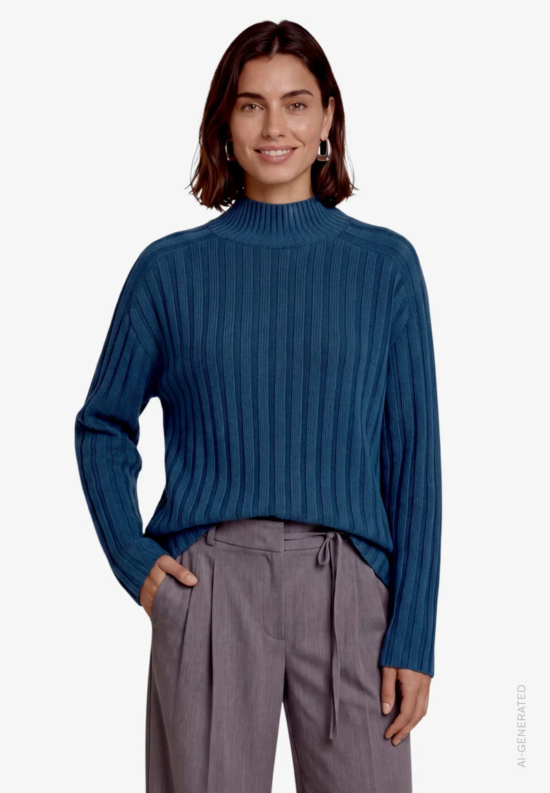 Strickpullover mit Stehkragen
