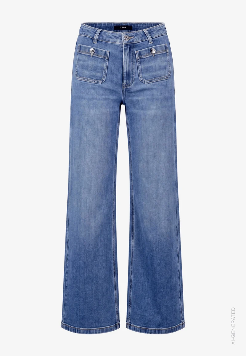Flared Jeans mit aufgesetzten Taschen