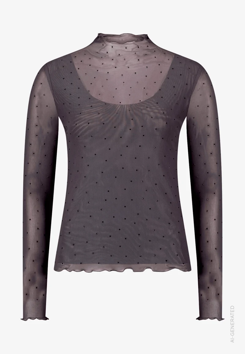 Mesh-Shirt mit Glitzersteinen