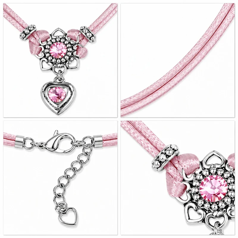 LUISIA® Halskette "Chiara" Herzblüte - Kristalle von Swarovski® | Altrosa