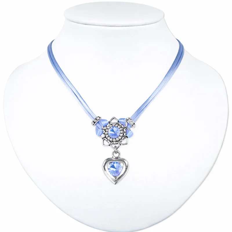 LUISIA® Halskette "Chiara" Herzblüte - Kristalle von Swarovski® | Taubenblau