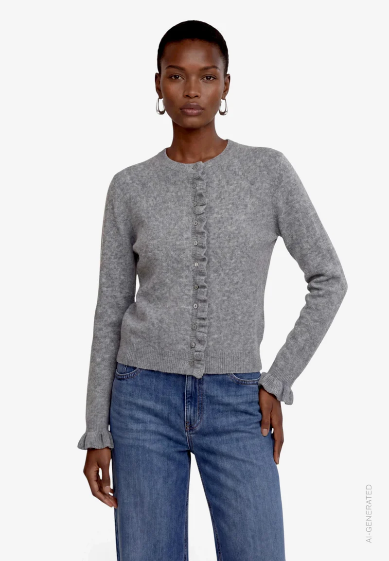 Strickjacke mit Rüschen