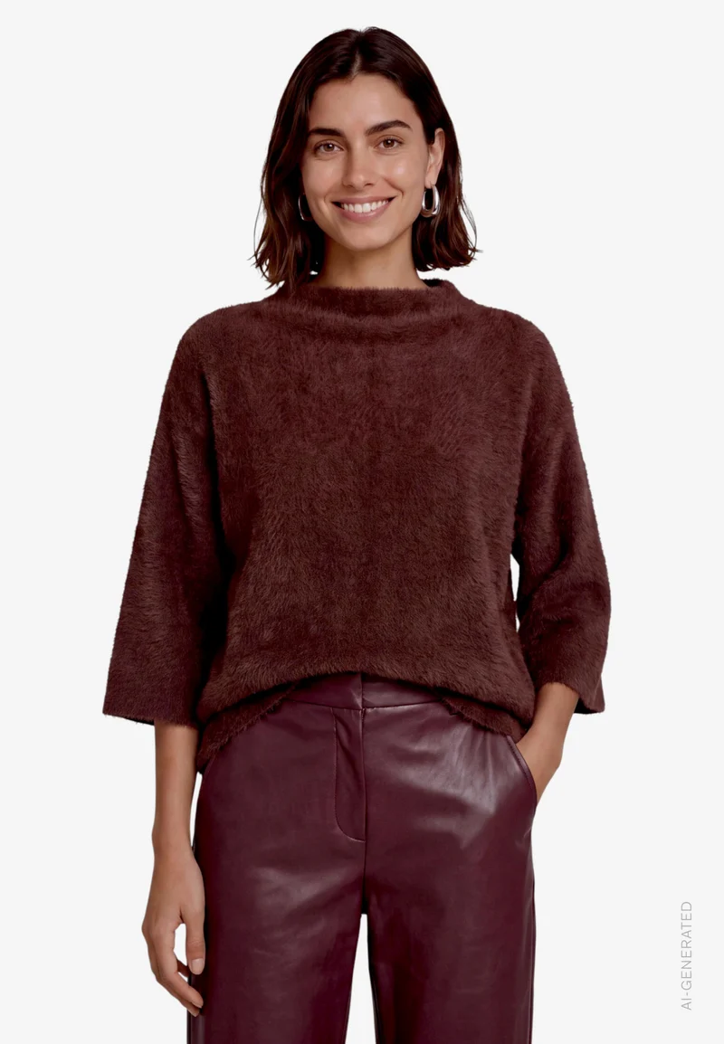 Sweatshirt 3/4 Arm mit Fischgrätmuster