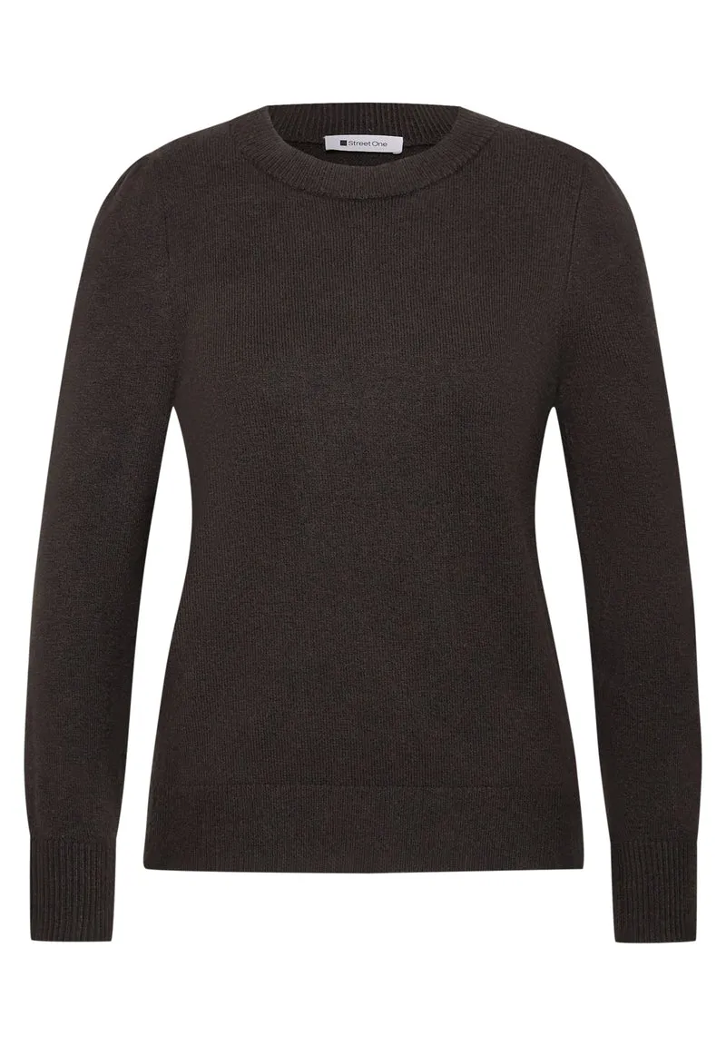 Langarm Pullover mit Rundhals und Raffung