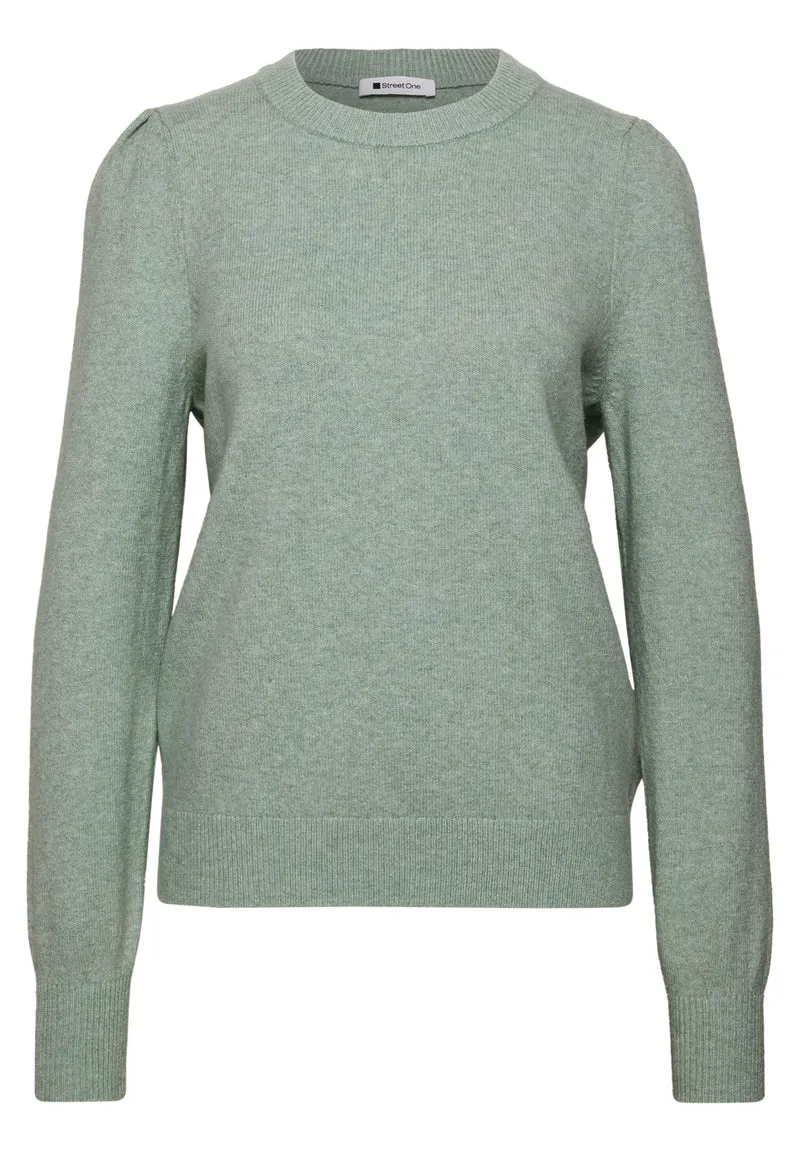 Langarm Pullover mit Rundhals und Raffung
