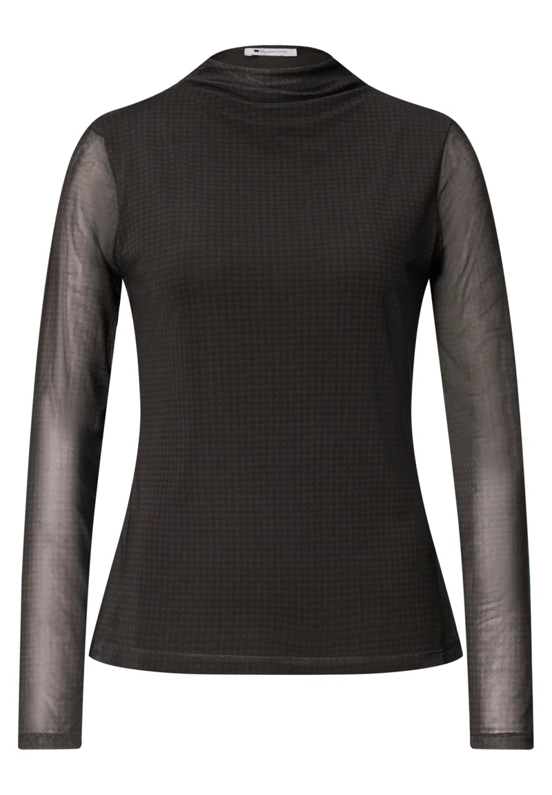 Shirt aus Mesh mit gerafftem Turtle Neck