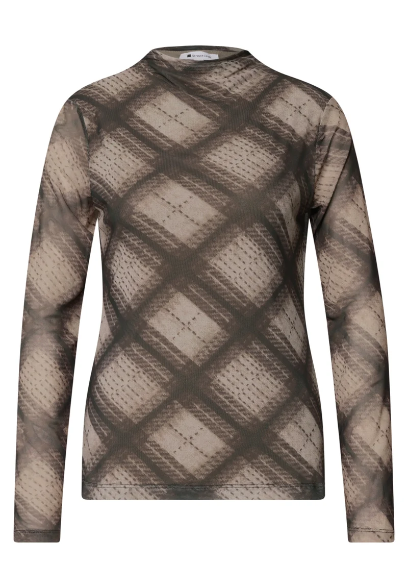 Shirt aus Mesh mit gerafftem Turtle Neck