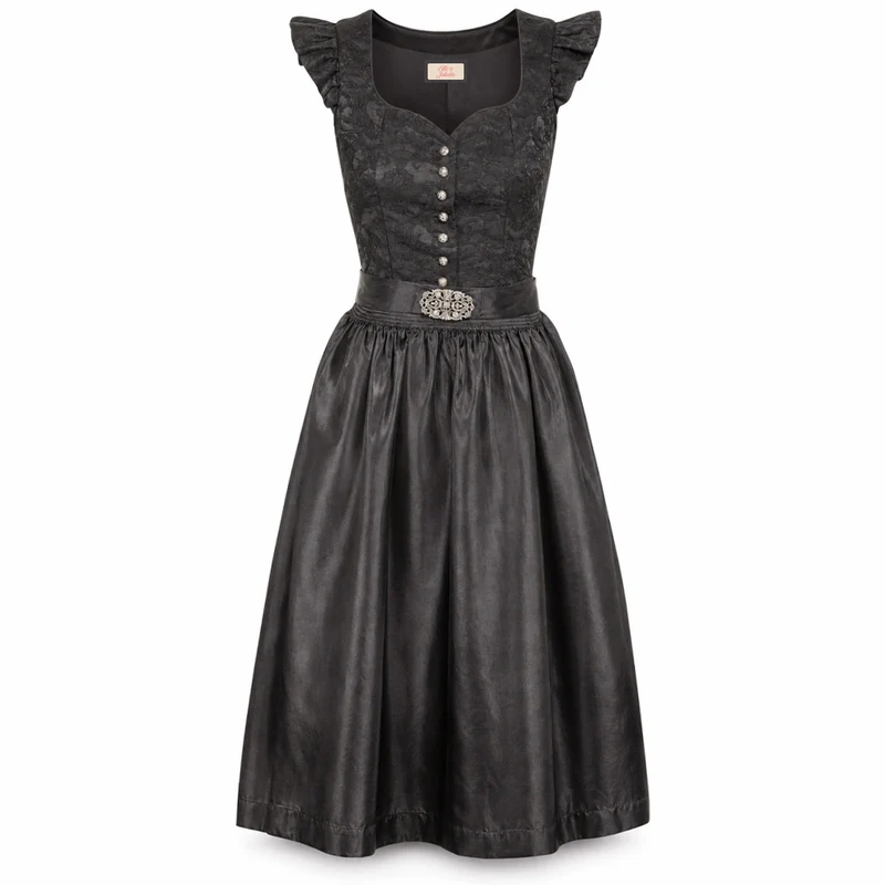 Elli & Juliette 2-in-1 Dirndl Emanuela Elara Schwarz mit abnehmbaren Flügelarm 70 cm
