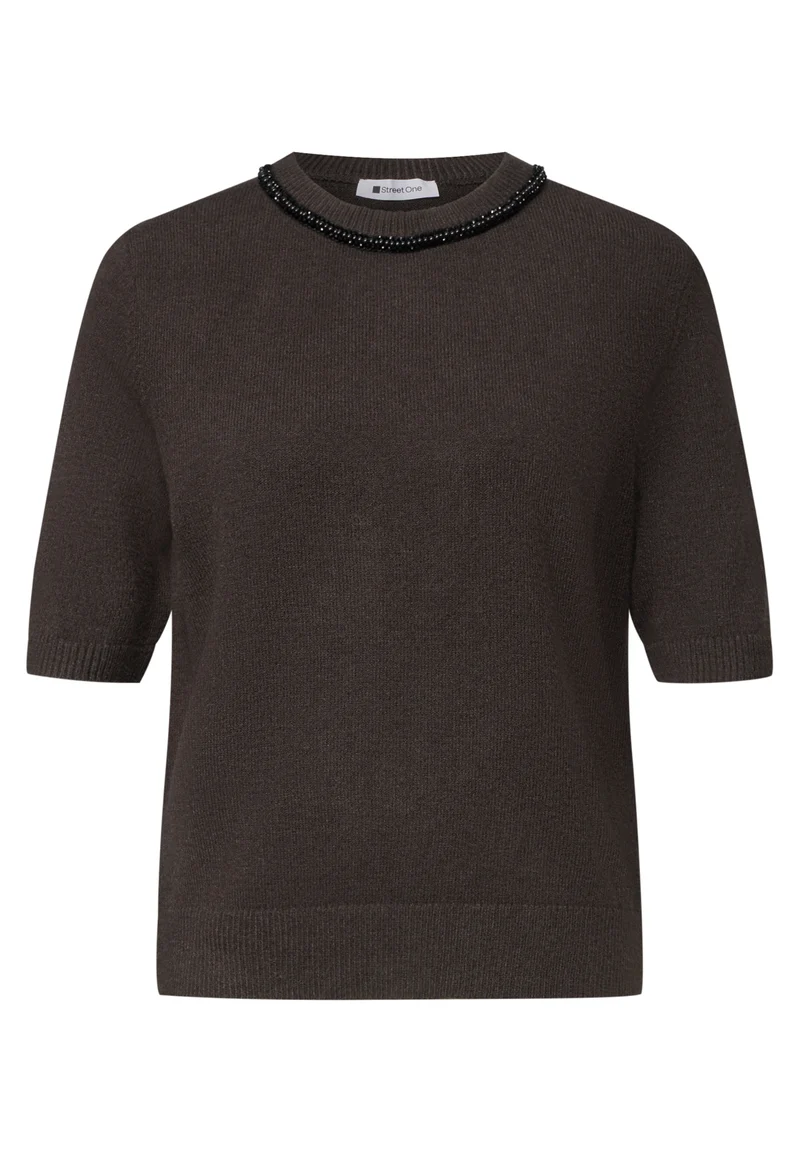 Kurzarm Pullover mit Schmuckdetail