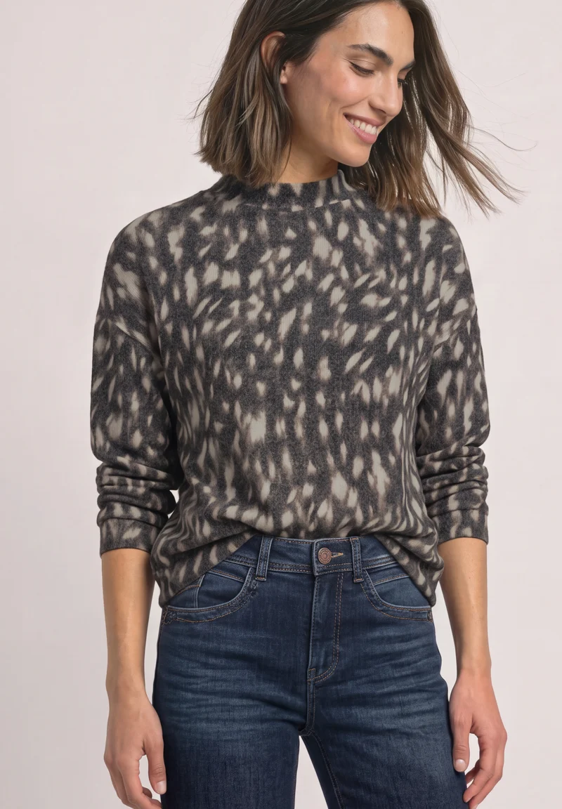 Langarmshirt mit Turtle Neck und Muster