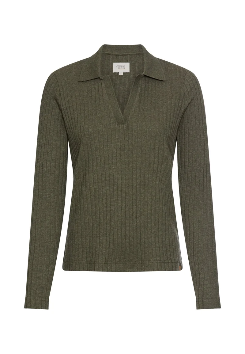 Langarmshirt mit geripptem Kragen