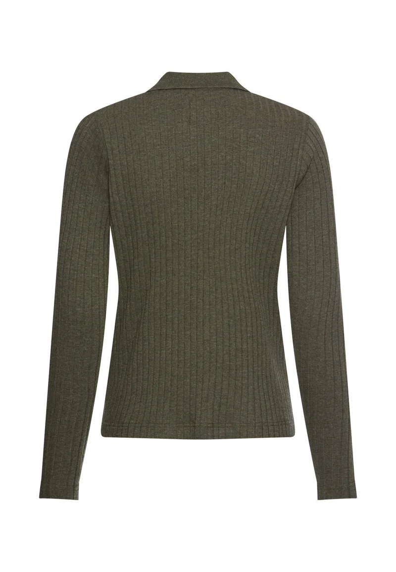 Langarmshirt mit geripptem Kragen