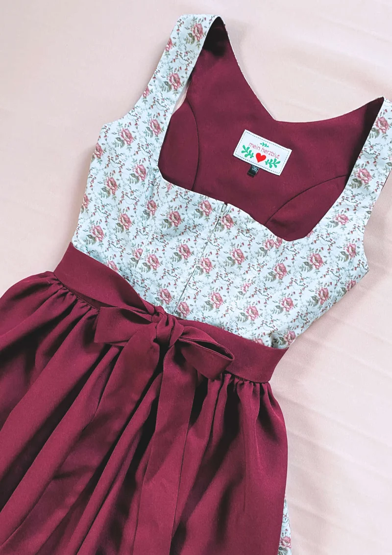 Dirndl grau mit Rosen "Olivia"