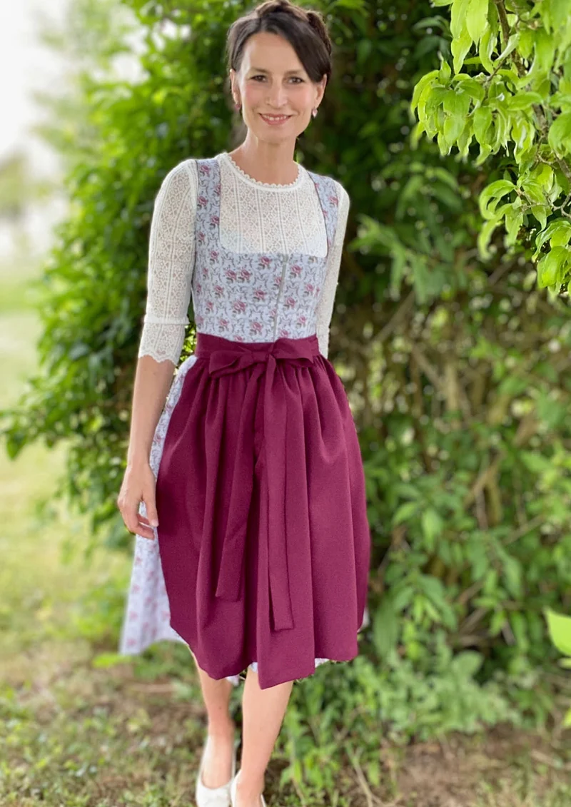 Dirndl grau mit Rosen "Olivia"