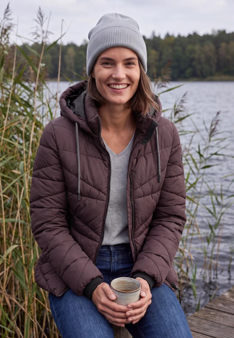 Steppjacke mit Kapuze und Zipper