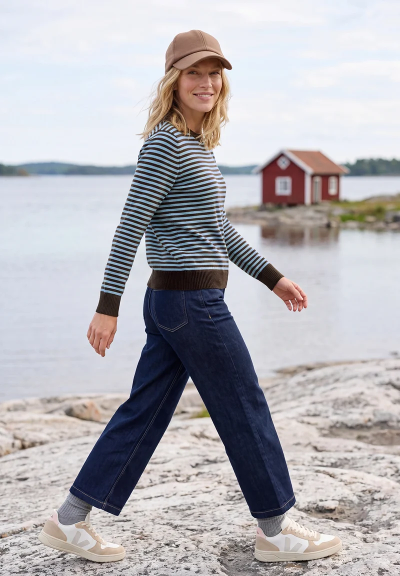 Pullover mit Rundhals und Streifen