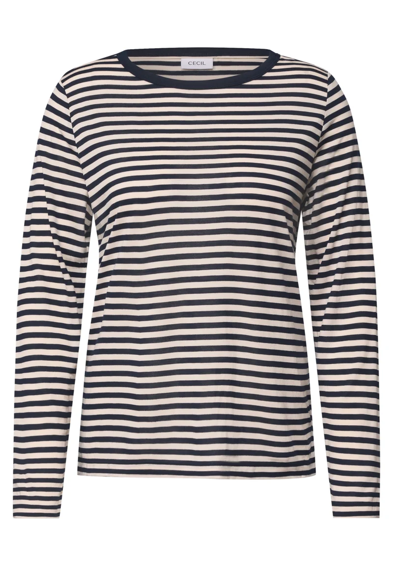 Langarmshirt mit Boat Neck und Streifen