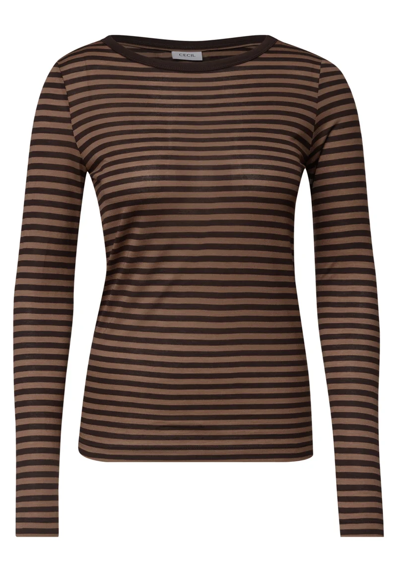 Langarmshirt mit Boat Neck und Streifen