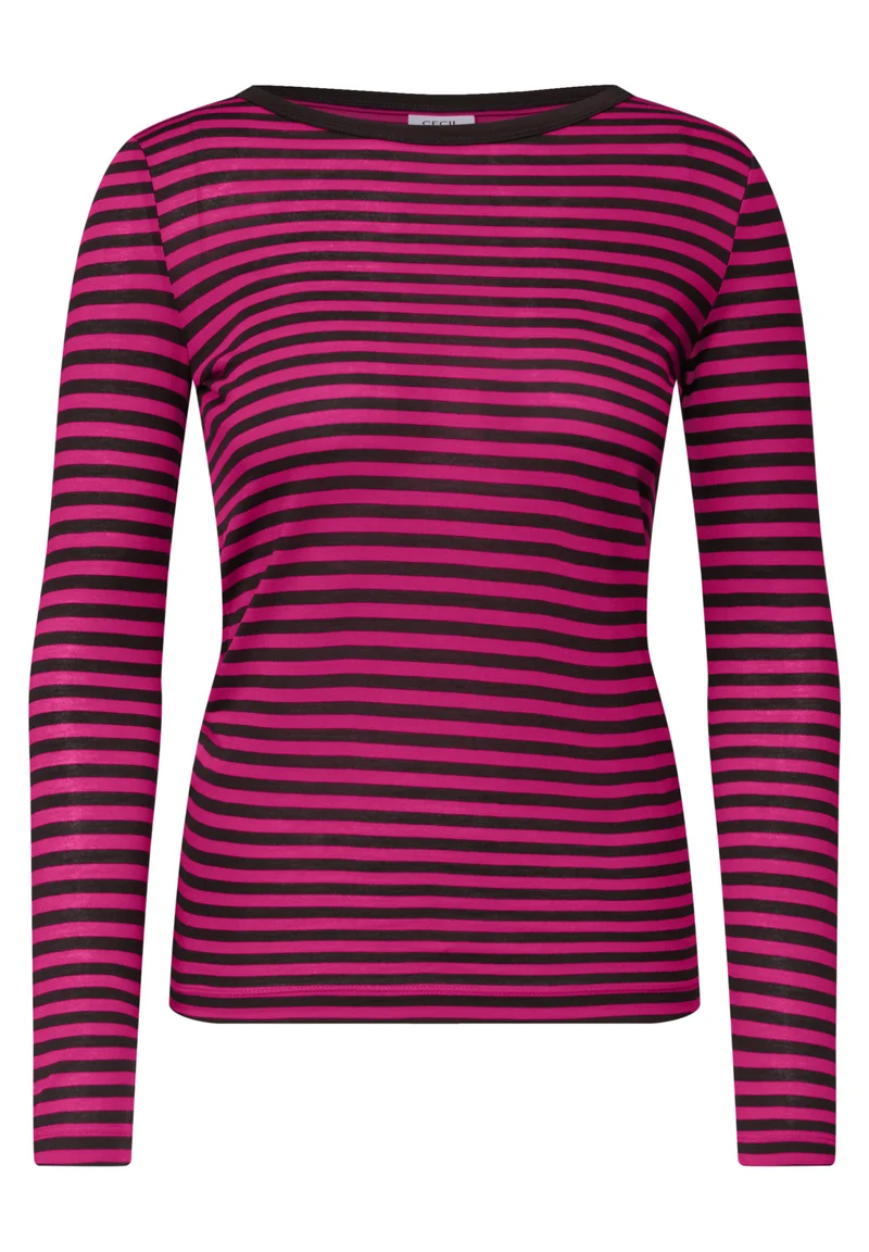 Langarmshirt mit Boat Neck und Streifen