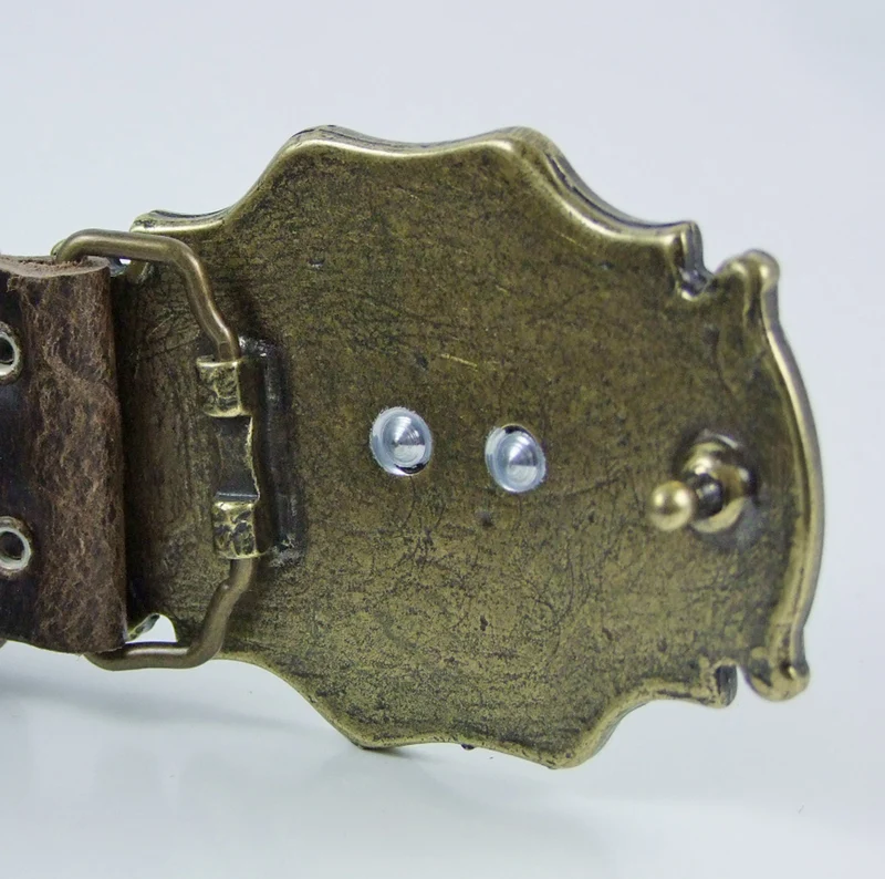 Trachtengürtel mit Löwen Zierschnalle - Dunkelbraun Messing