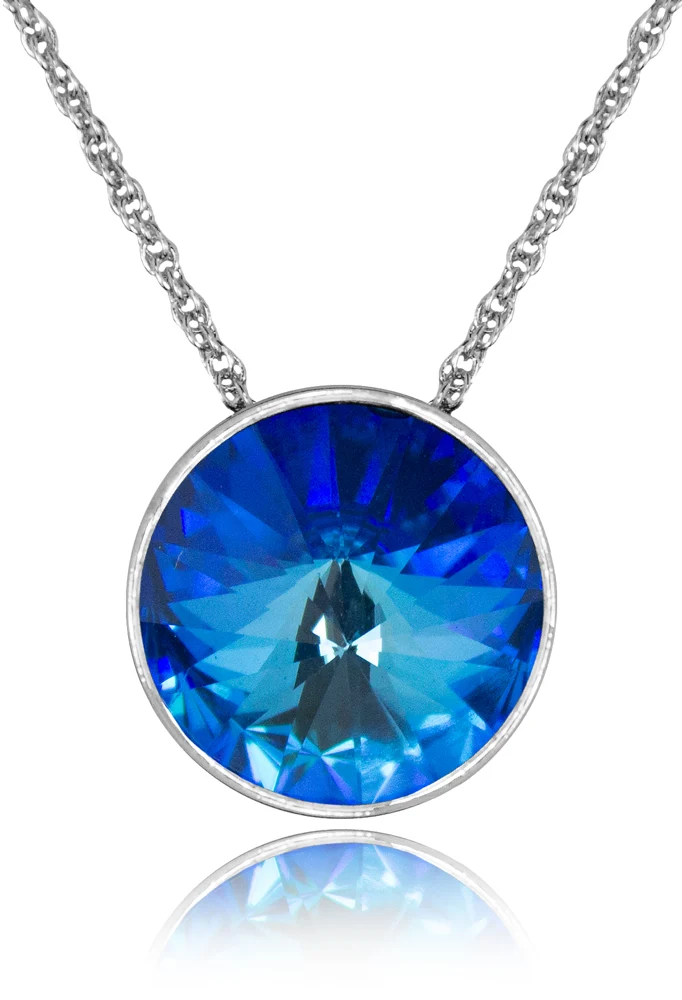 LUISIA® Halskette "Sinja" mit Premium Kristallen - 14 mm - Silber / Royal Blue Delite
