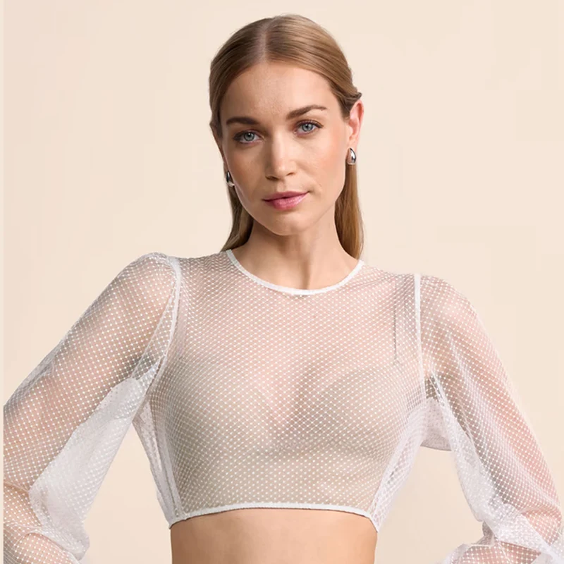 Krüger Dirndlbluse Orelia Ecru Transparent Langarm