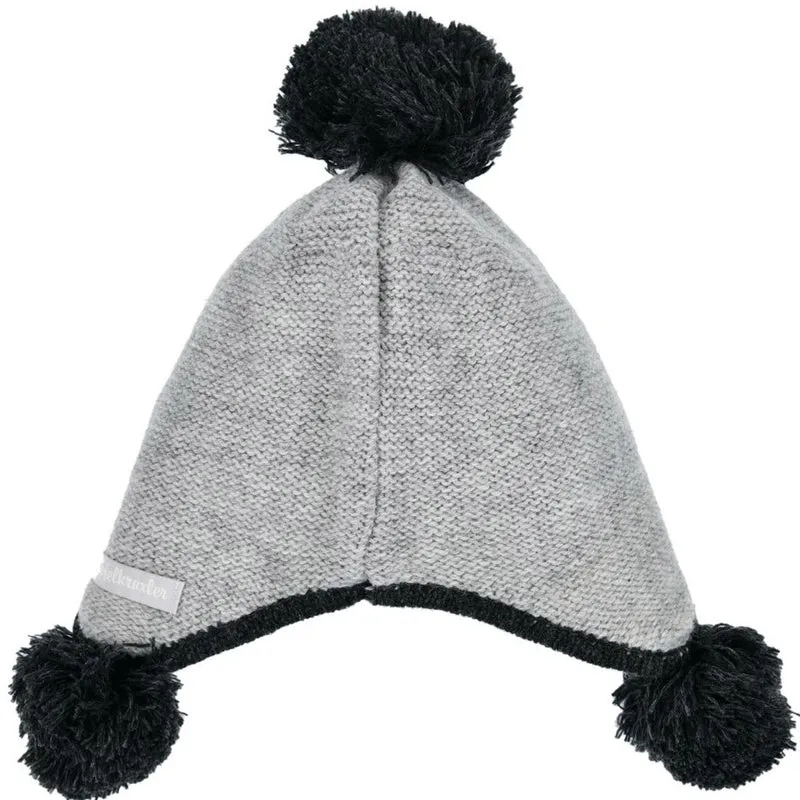 BONDI Strickmütze "Gipfelkraxler" 91467 für Baby Jungen - Grau | Kindermütze Wintermütze Gefüttert