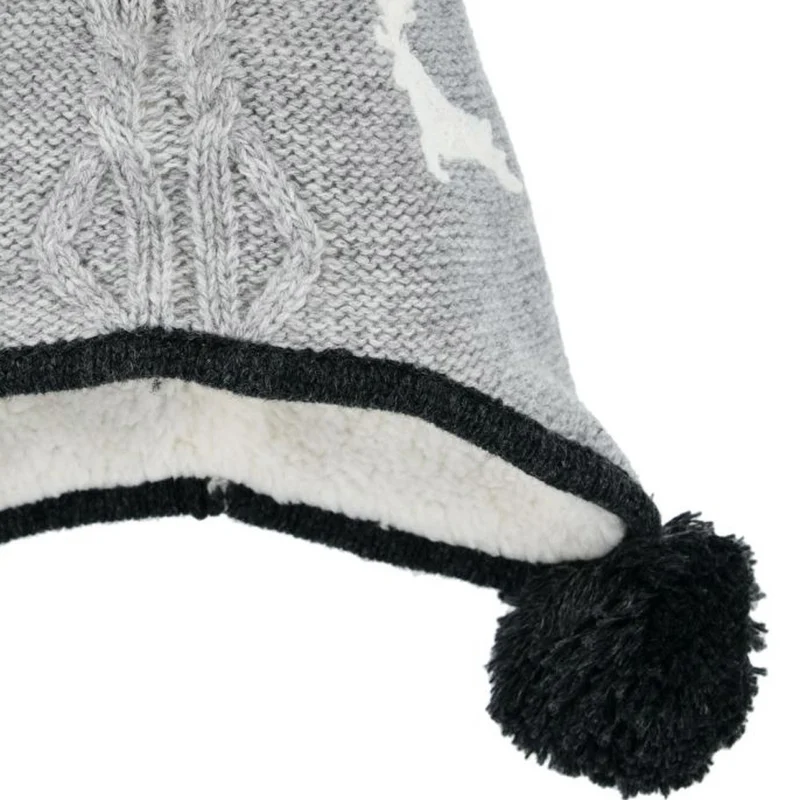 BONDI Strickmütze "Gipfelkraxler" 91467 für Baby Jungen - Grau | Kindermütze Wintermütze Gefüttert