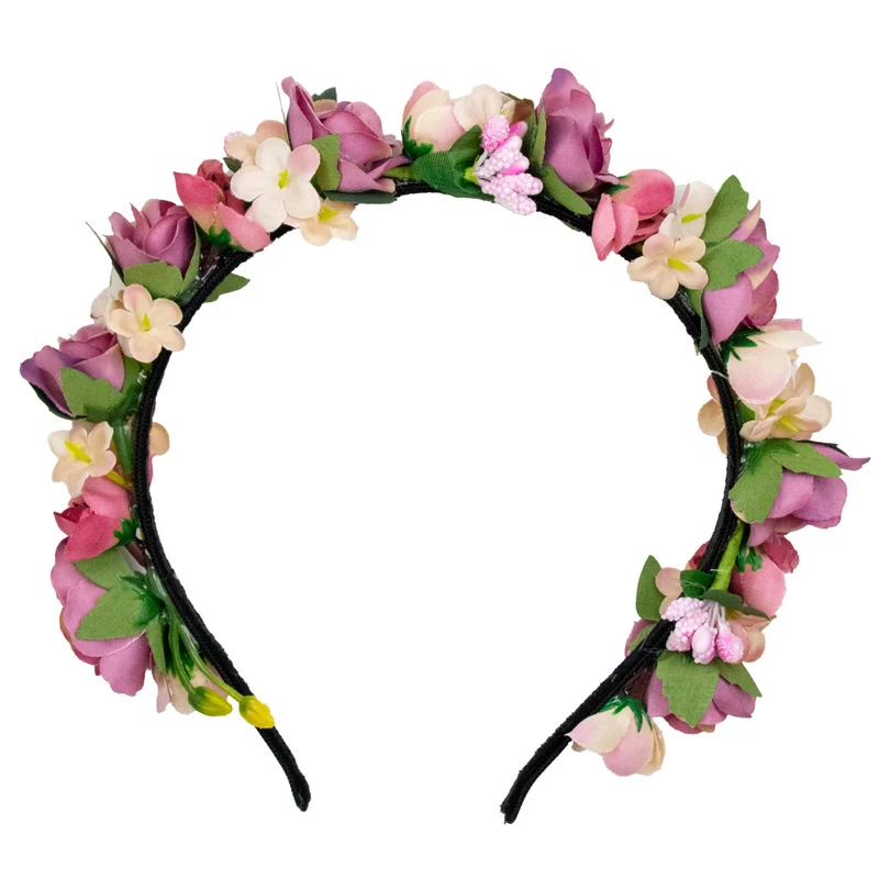Blumen Haarreif "Sabia" mit Rosen und Blüten | Altrosa Creme