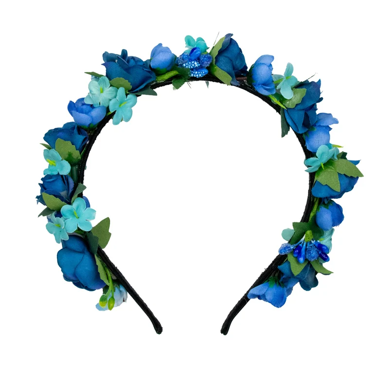 Blumen Haarreif "Sabia" mit Rosen und Blüten | Blau