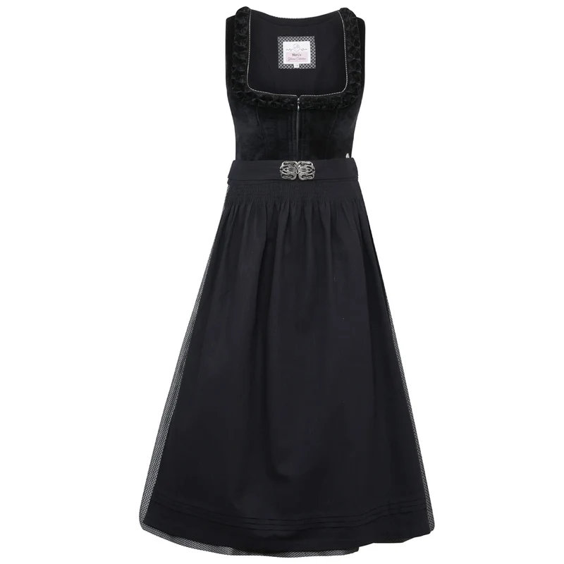 MarJo Dirndl Polling Schwarz Froschgoscherl Samt 70cm