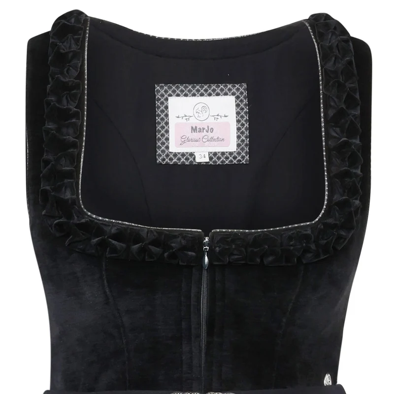 MarJo Dirndl Polling Schwarz Froschgoscherl Samt 70cm