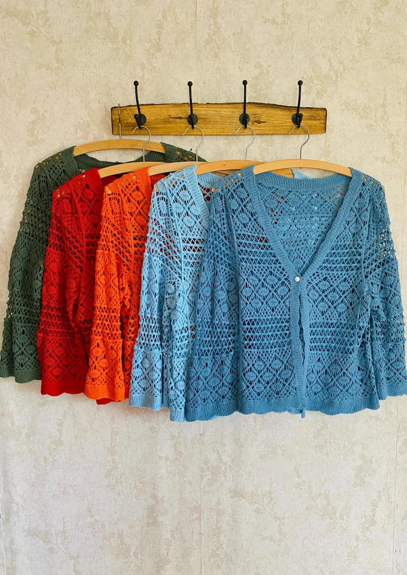 Häkel-Cardigan bunte Farben