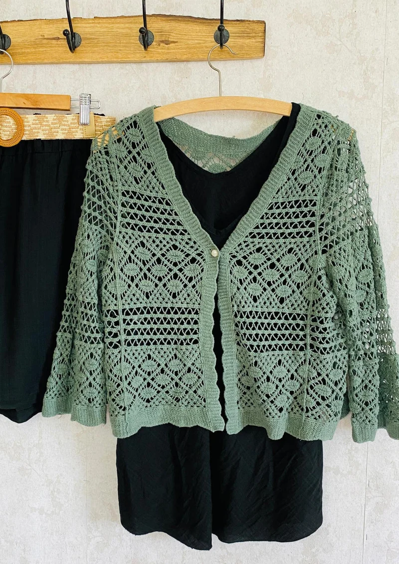 Häkel-Cardigan bunte Farben