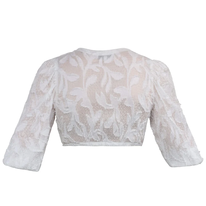 MarJo Dirndlbluse Berbing Off White Dreiviertelarm Puffärmel