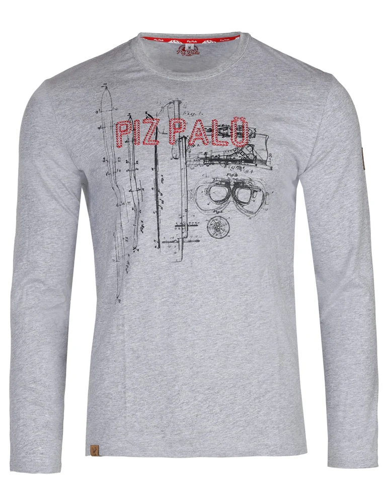 Piz Palü Herren Langarmshirt "Taching" | 020007 - Grau Melange