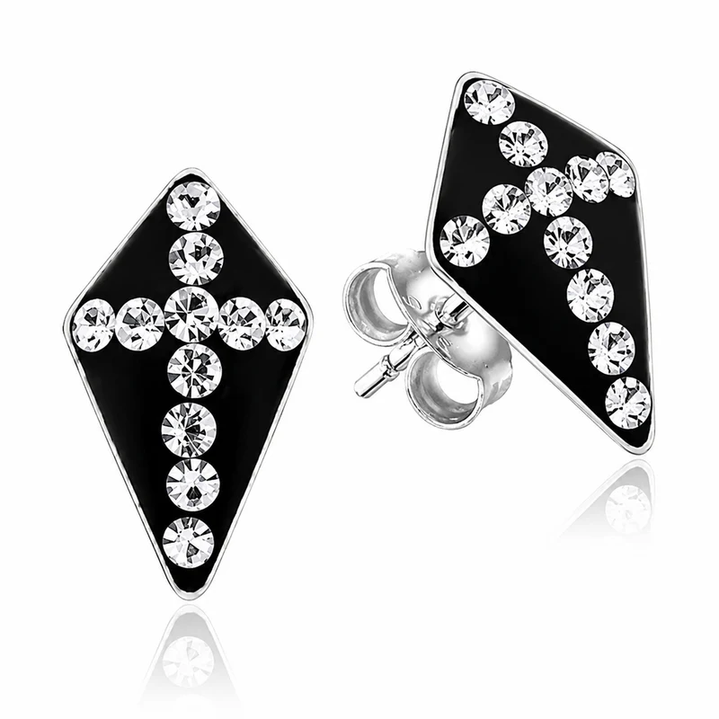 LUISIA® Ohrringe "Kreuz" mit Swarovski® Kristallen | Schwarz - 925 Sterling Silber