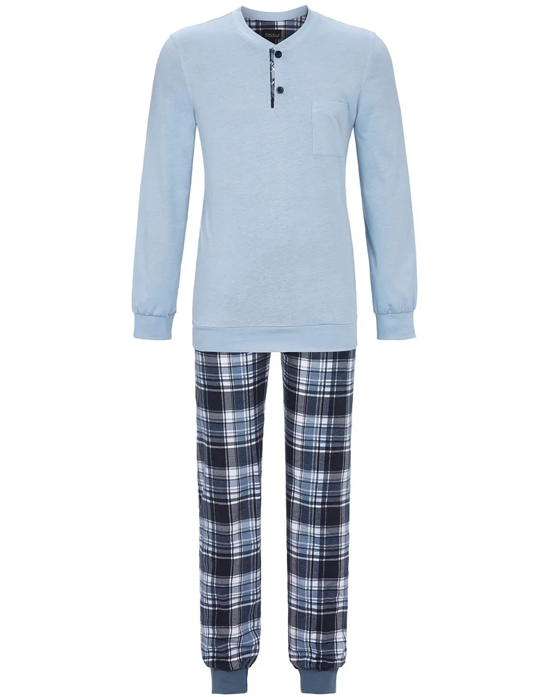 RINGELLA Herren Langarm Pyjama mit Strickbündchen 4541216 | Blau