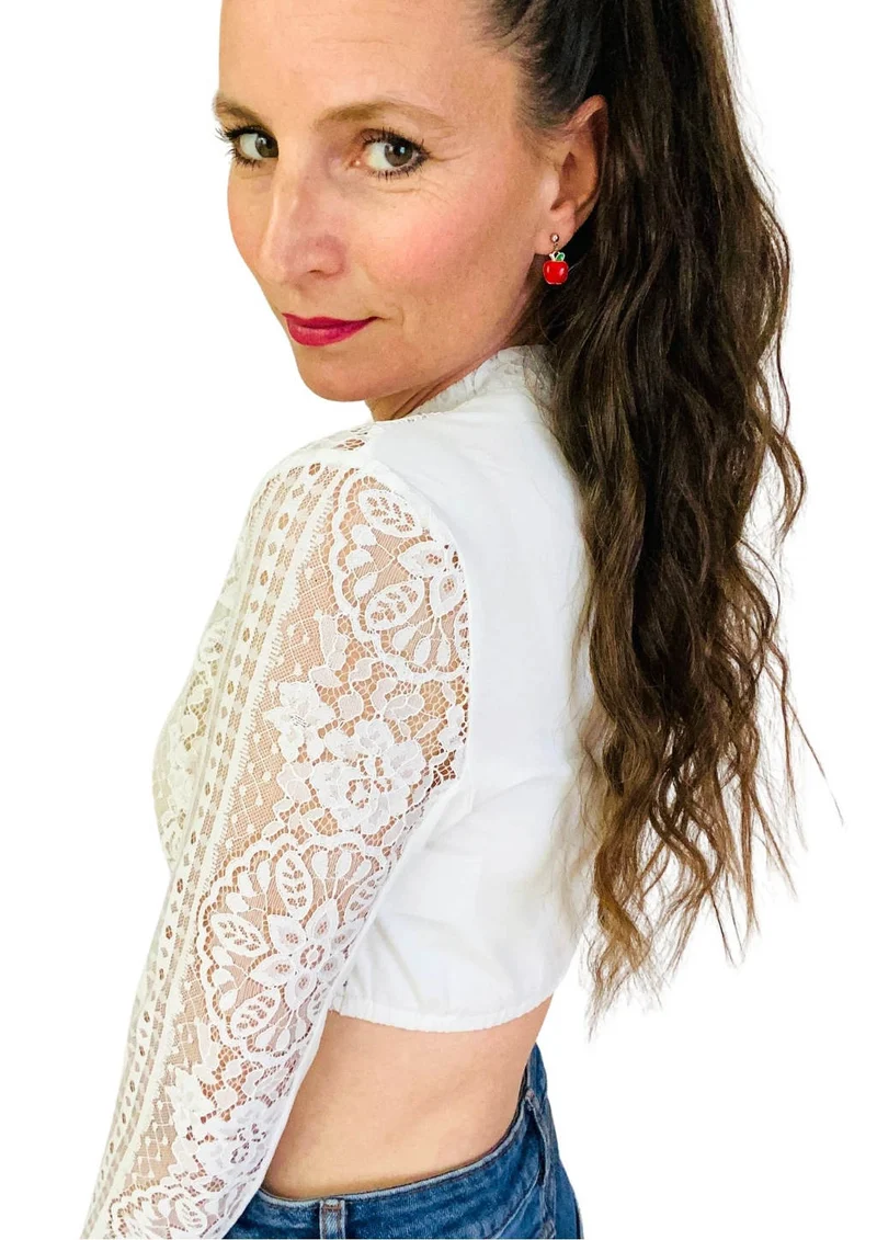 Dirndlbluse langarm Spitze