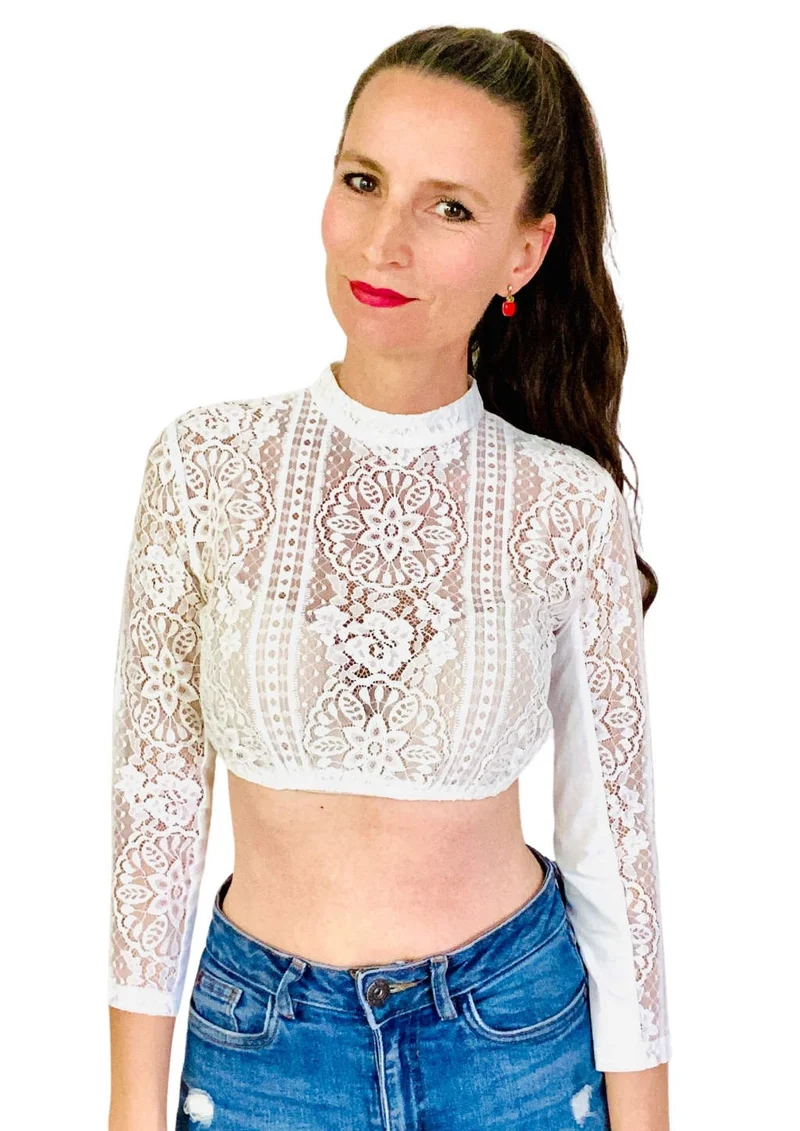 Dirndlbluse langarm Spitze