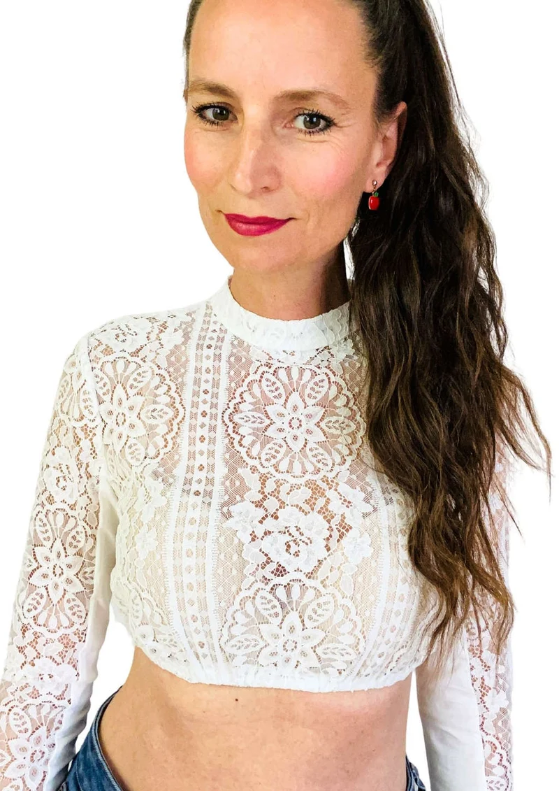 Dirndlbluse langarm Spitze