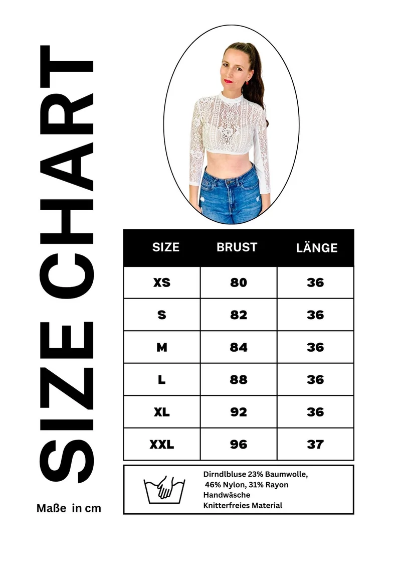 Dirndlbluse langarm Spitze