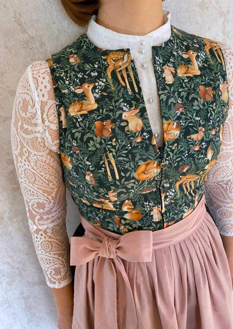 Dirndl grün "Waldtiere"